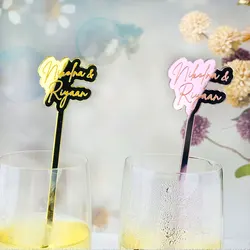 Personalized Drink Stirrers Wedding Custom Drink Charm Cocktail Sticks Glass Wine Charms Cocktail Stir Swizzle Sticks Decoration