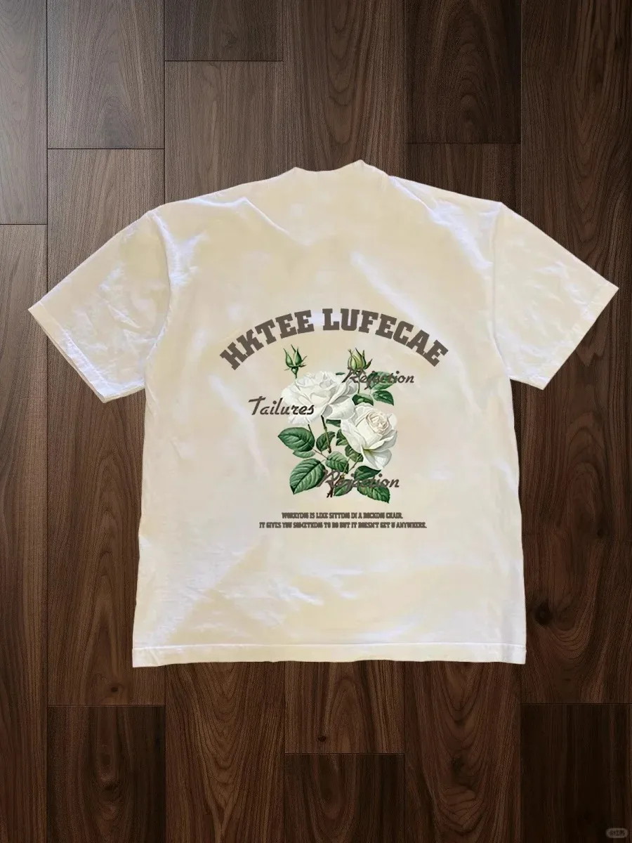 

American Simple Trend Retro Short-sleeved T-shirt Gender-free Wear Summer Men's and Women's Harajuku Casual Loose Oversized Top