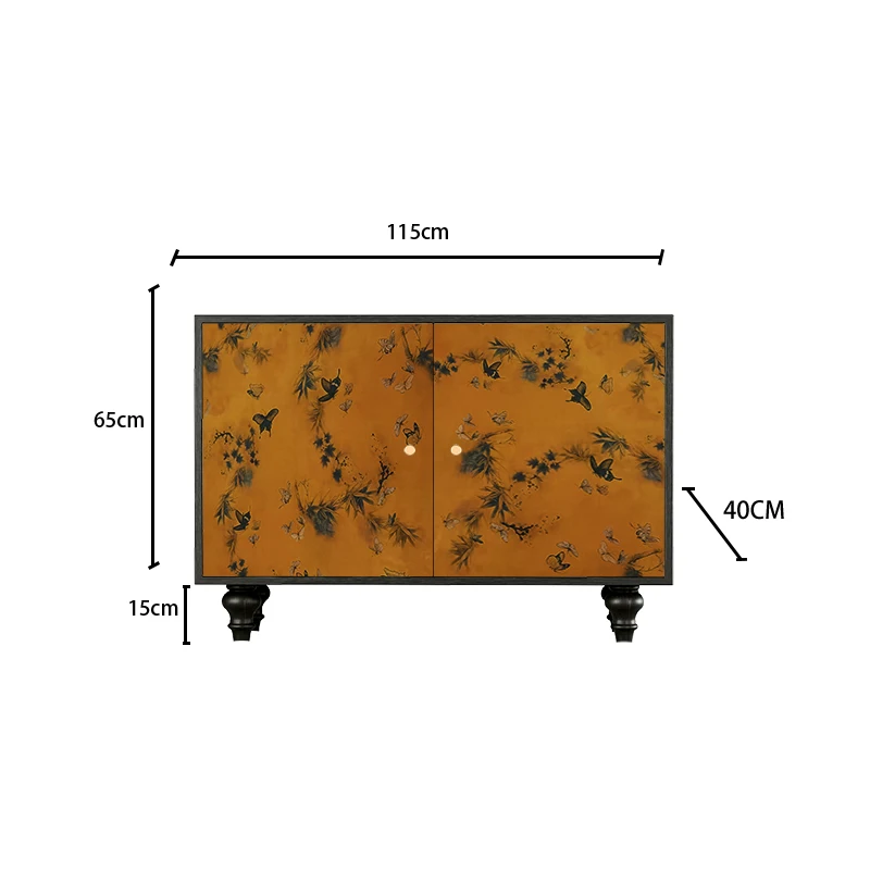 

French medieval golden butterfly corner cabinet living room solid wood storage triangular cabinet entrance decorative