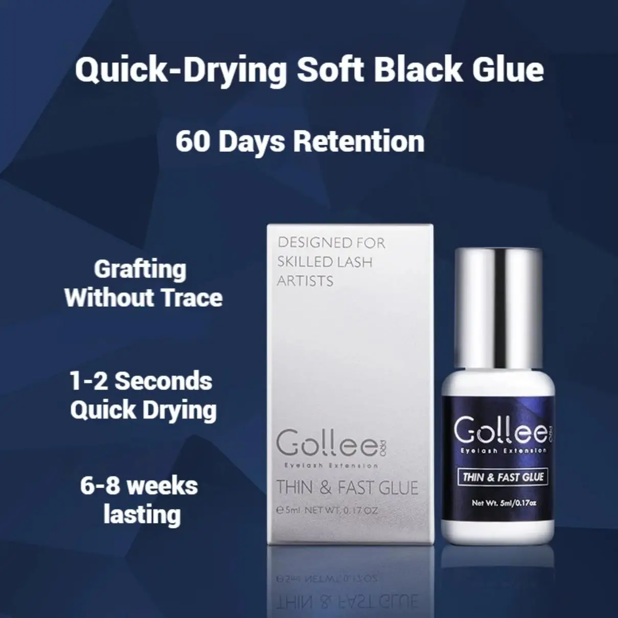 

Gollee No Burn 1-2S Eyelash Glue 6-8 Weeks Fast Drying Strong False Eye Lash Extension Glue Adhesive Professional Makeup Tools