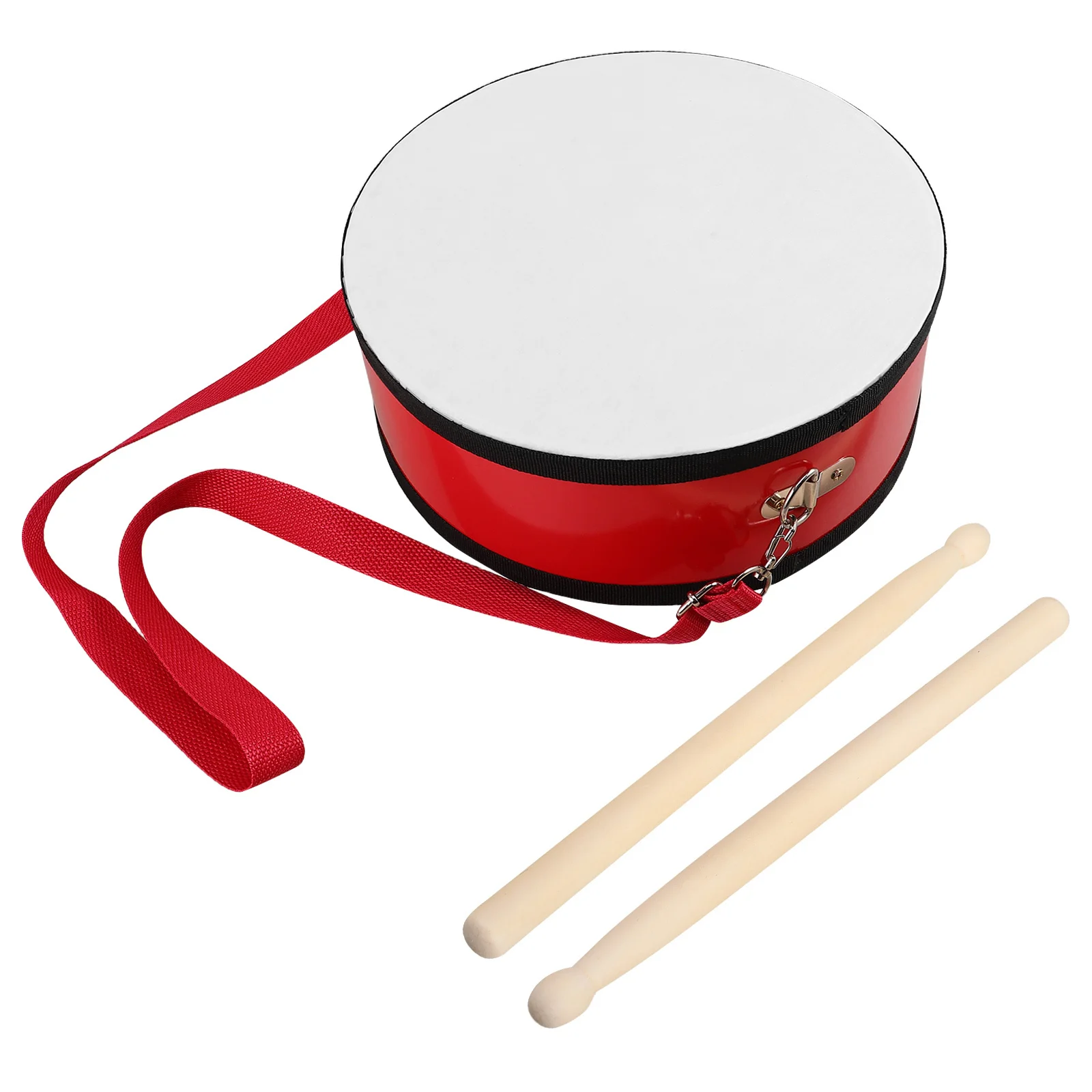 

1Set Red Marching Snare Drum 10 Inch for Band Performances Portable Handheld Drum with Strap Music Education