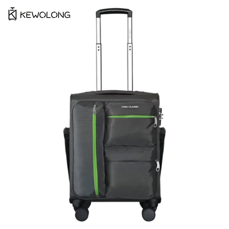 

18 inch Softside Carry On Luggage, Lightweight Oxford Spinner Suitcase with TSA Lock & Laptop Compartment, Fast Shipping