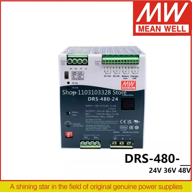 

MEAN WELL DRS-480 480 Вт A l-In-One Inte ligent Security Power DRS-480-24 | 24В DRS-480-36 | 36В DRS-480-48 | 48В