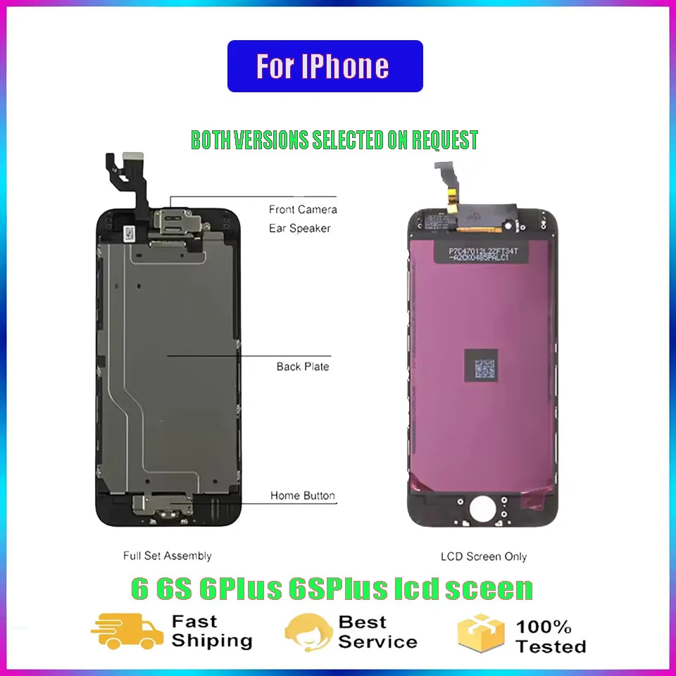 With Home Button Front Camera Ear Speaker AAA LCD For iPhone 6 6S Plus 6P 6SP Display Full Set Assembly Replacement Kit Complete