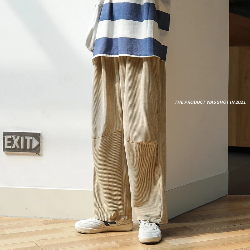 LAPPSTER Y2k Corduroy Harajuku Wide Leg Pants 2023 Overalls Mens Japanese Streetwear Sweatpants Male Korean Casual Joggers Pants