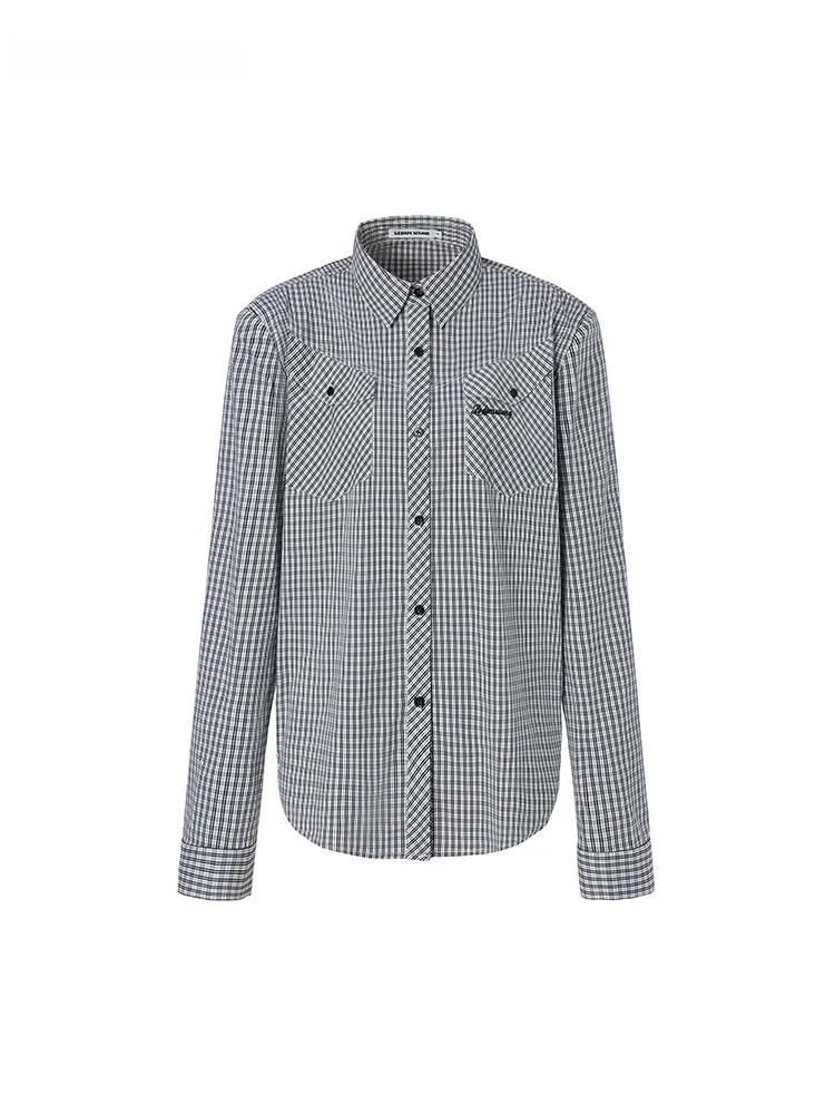 

Женская клетчатая рубашка LEDIM WANG с длинным рукавом и подплечниками, свободного кроя, весна-лето, новинка, винтажный стиль