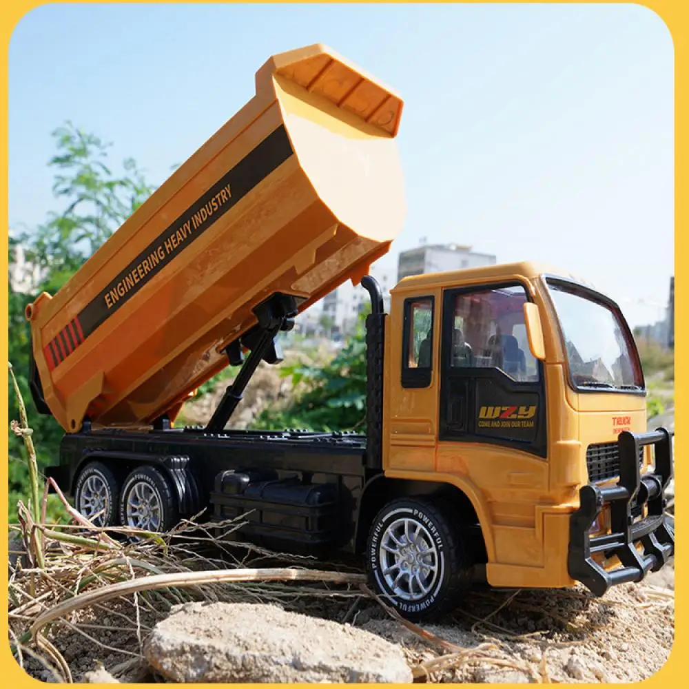 1:24 Rc Tipper Engineering Car Alloy and Plastic Tipping Bucket 2.4G 6CH Remote Control Dump Truck Toys for Boys Children's Gift