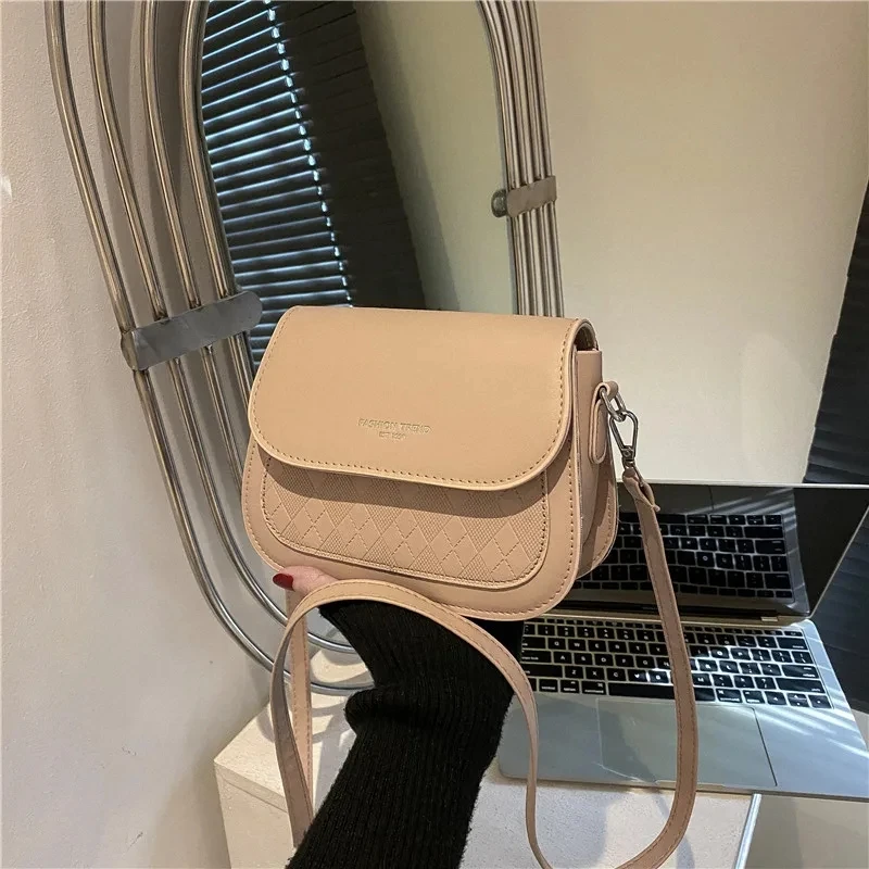 Yogodlns Luxury Flap Saddle Shoulder Bag For Women PU Leather Messenger Bag Vintage Brand Ladies Crossbody Bag Small Square Bag