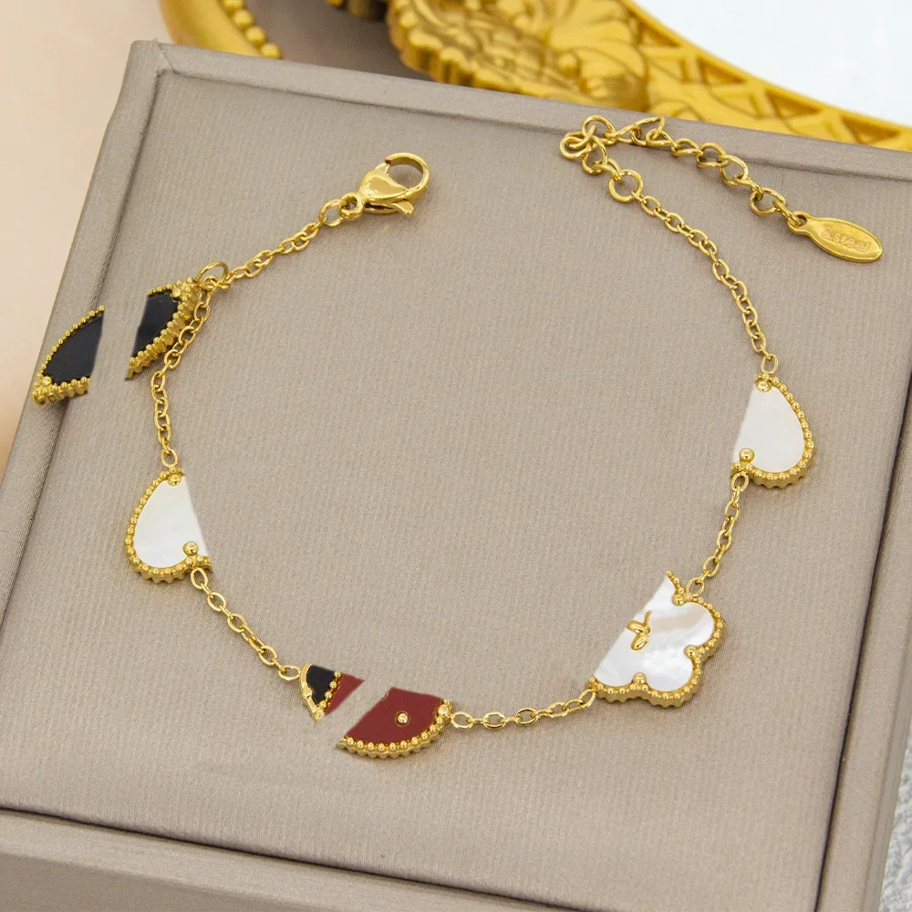 Seven Star Ladybug Bracelet Natural White Shell Light Luxury Fashion Ladybird Necklace Fritillary Clover