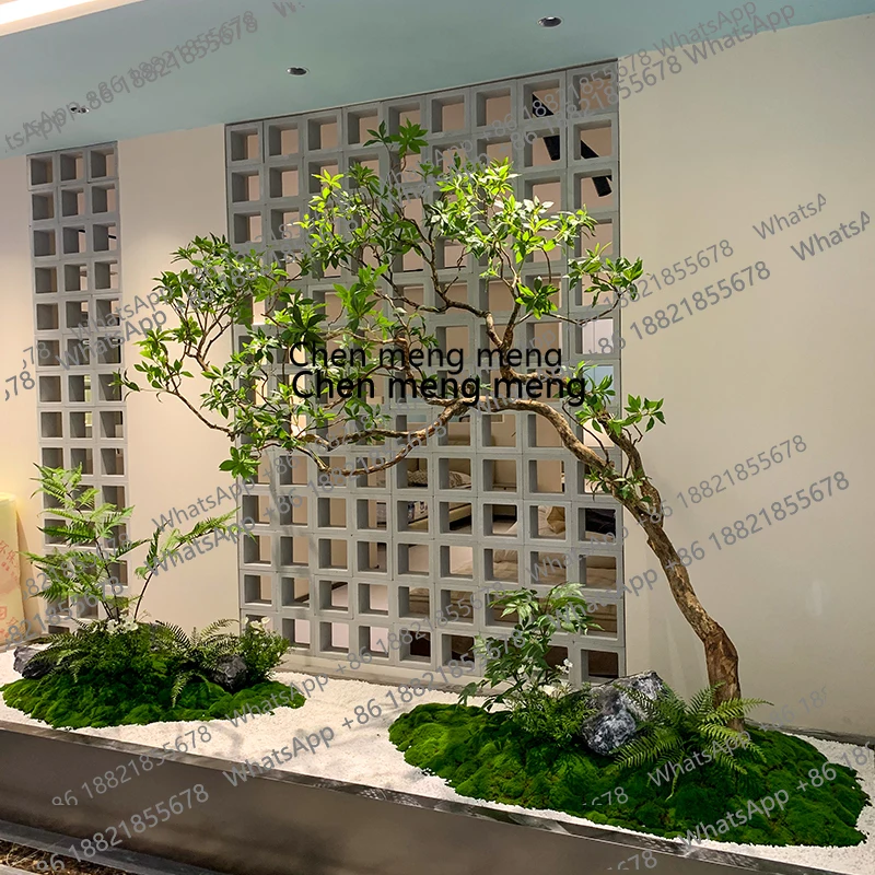 X Ventana paisajística de planta verde simulada Árbol decorativo de planta biónica Árbol falso grande Paisaje interior simple