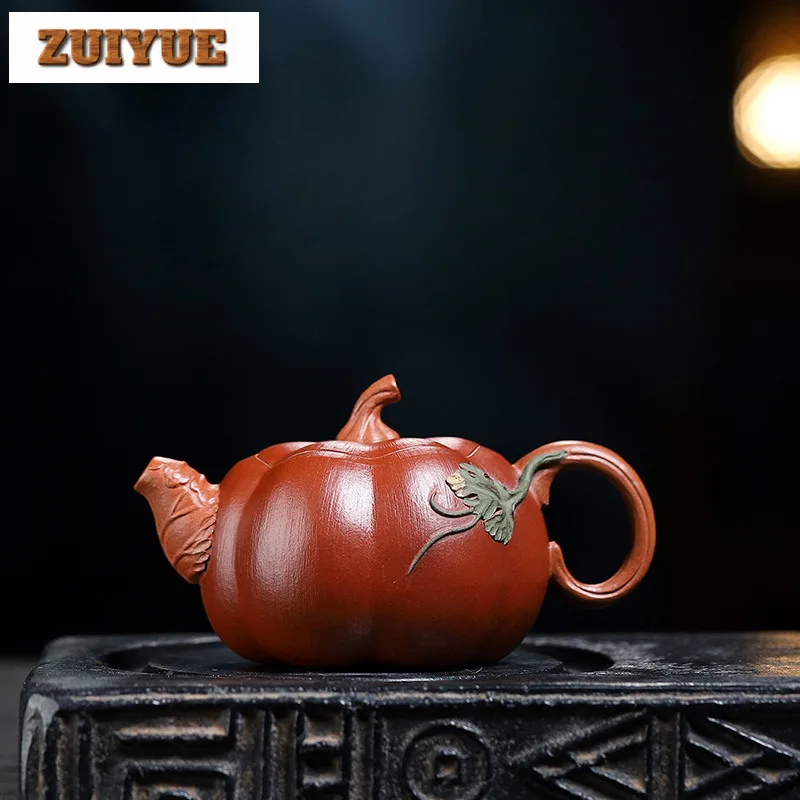 240ml Classic Yixing Purple Clay Teapots Handmade Pumpkin Pot Raw Ore Downhill Mud Kettle Chinese Zisha Tea Set Tableware Craft