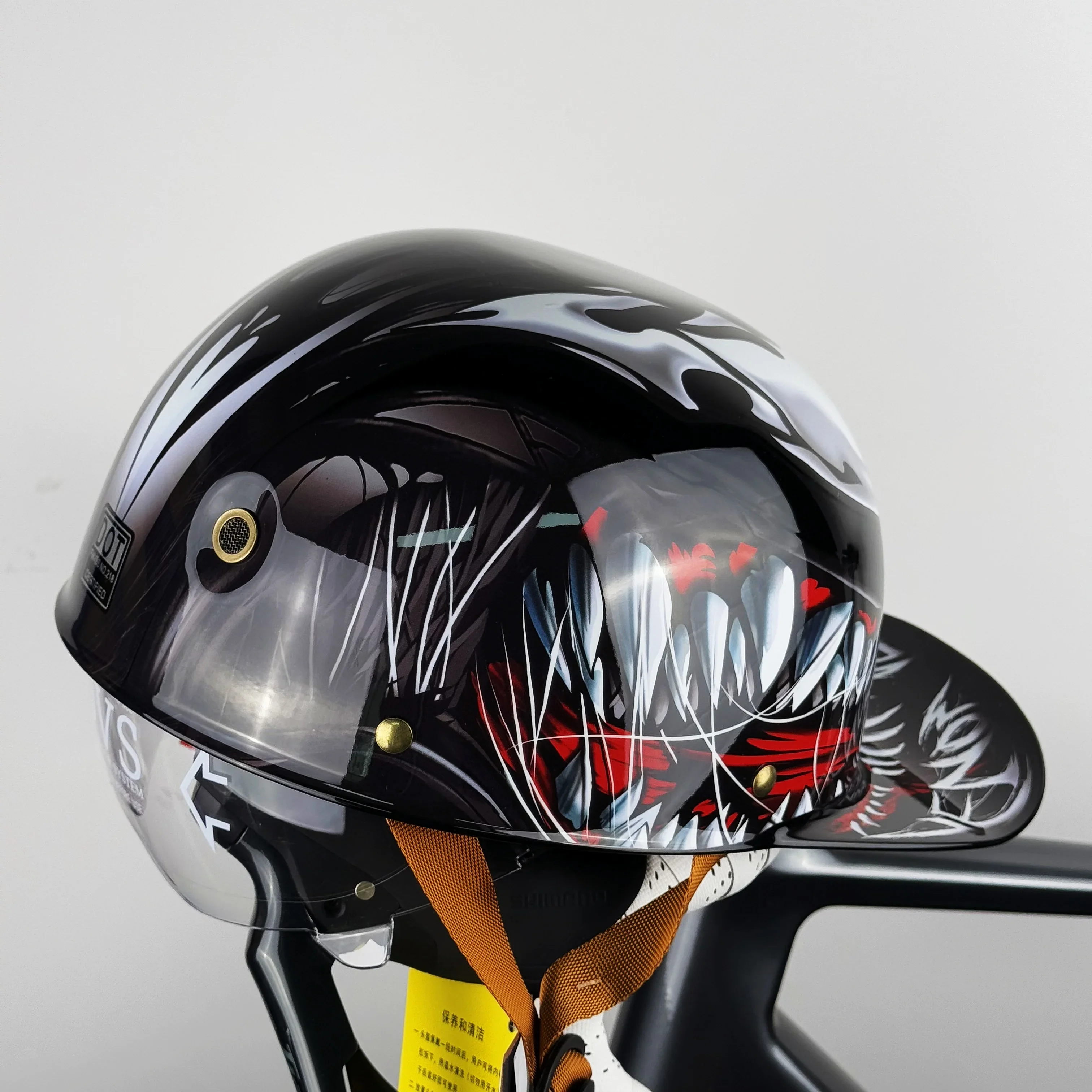 

Adult Semi-Open Face Summer Retro Motorcycle Helmet, Retro Half Helmet with Baseball Cap Style, Kids Off-Road Motorcycle Riding,