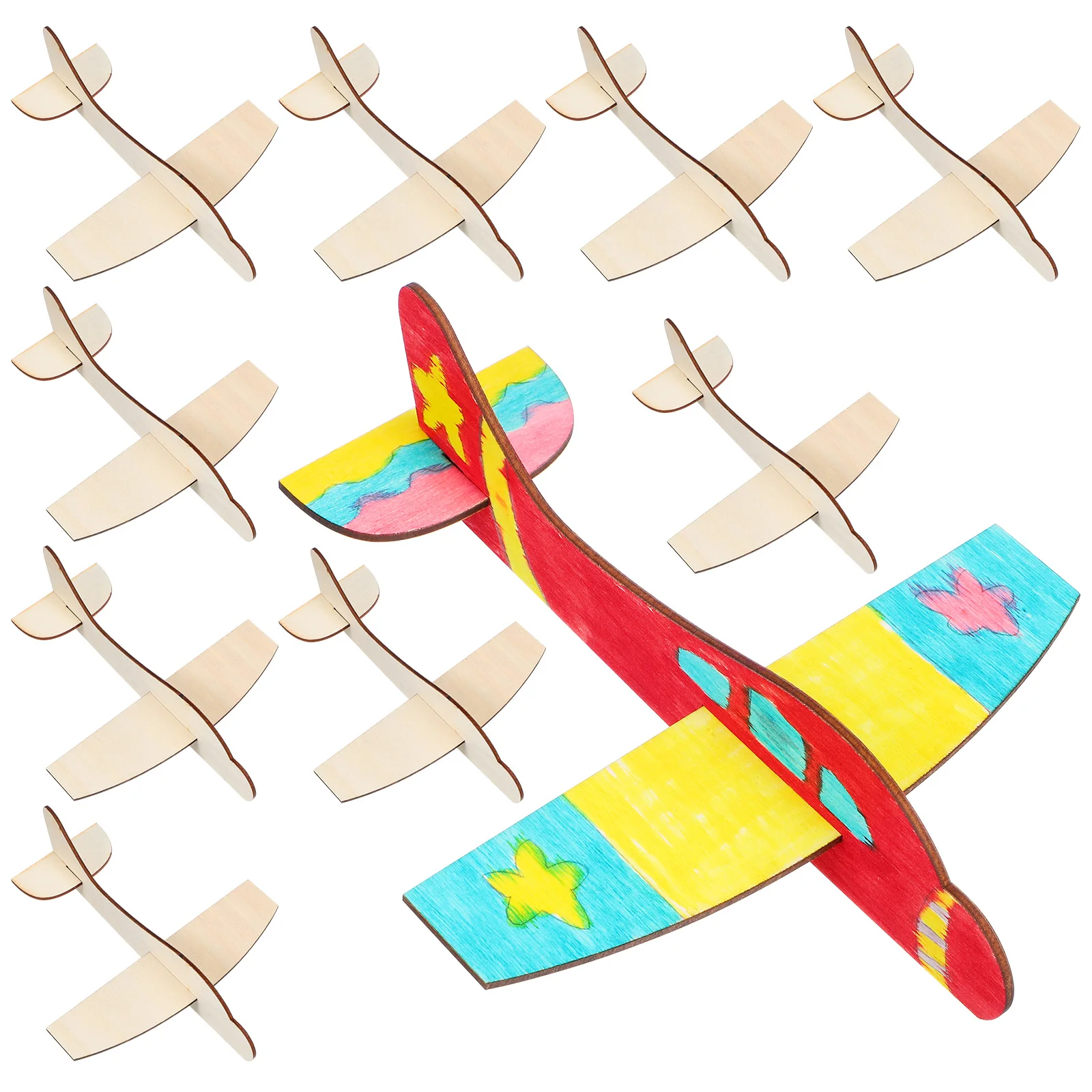 20 Pcs Blank Wood Aircraft Planes Kids Drawing Tool Unpainted Ornament Painting Model