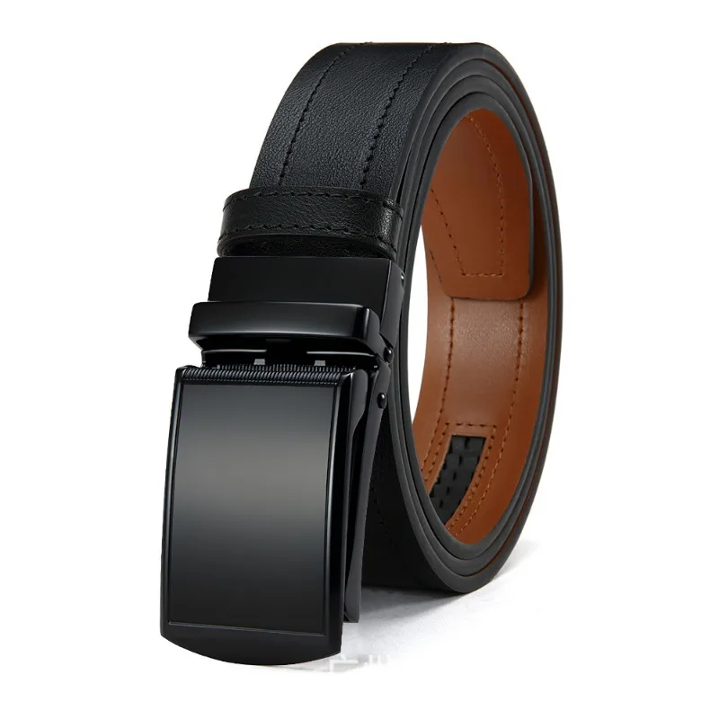 Fashion Automatic Buckle Men's Belt Casual Genuine Leather Business Minimalist Accessory Classic Versatile Solid Colour Belt