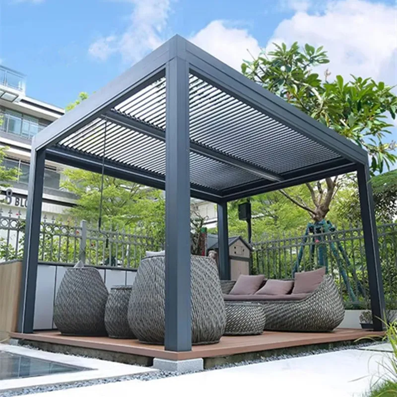 Customied Customized electric outdoor gazebo waterproof curtain motorized aluminium pergola waterproof outdoor blinds