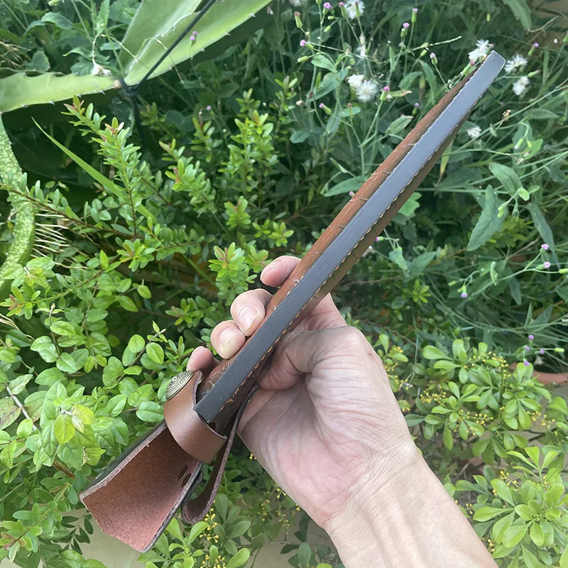 캠핑 나이프 케이스 사냥 홀스터, 벨트 버클 포함, 35cm 고정 블레이드 칼집, 엠보싱 소가죽, 두 번째 레이어 가죽