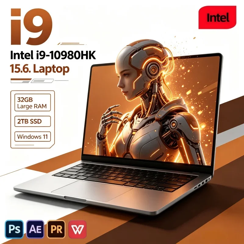 2026 New Arrival 15.6 Inch FHD 120Hz IPS Notebook Intel I9-10980HK 16/32GB RAM 2TB SSD Win11 Portable Office PC
