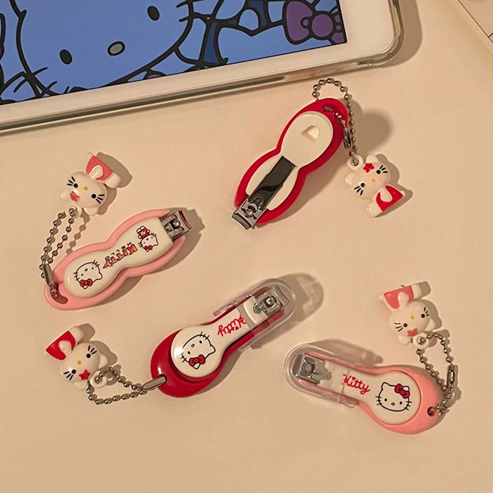 Hello Kitty Nail Clippers Sanrio Cute Cartoon Stainless Steel Manicure Nail Clippers Creative Portable Nail Clippers Girls Gifts