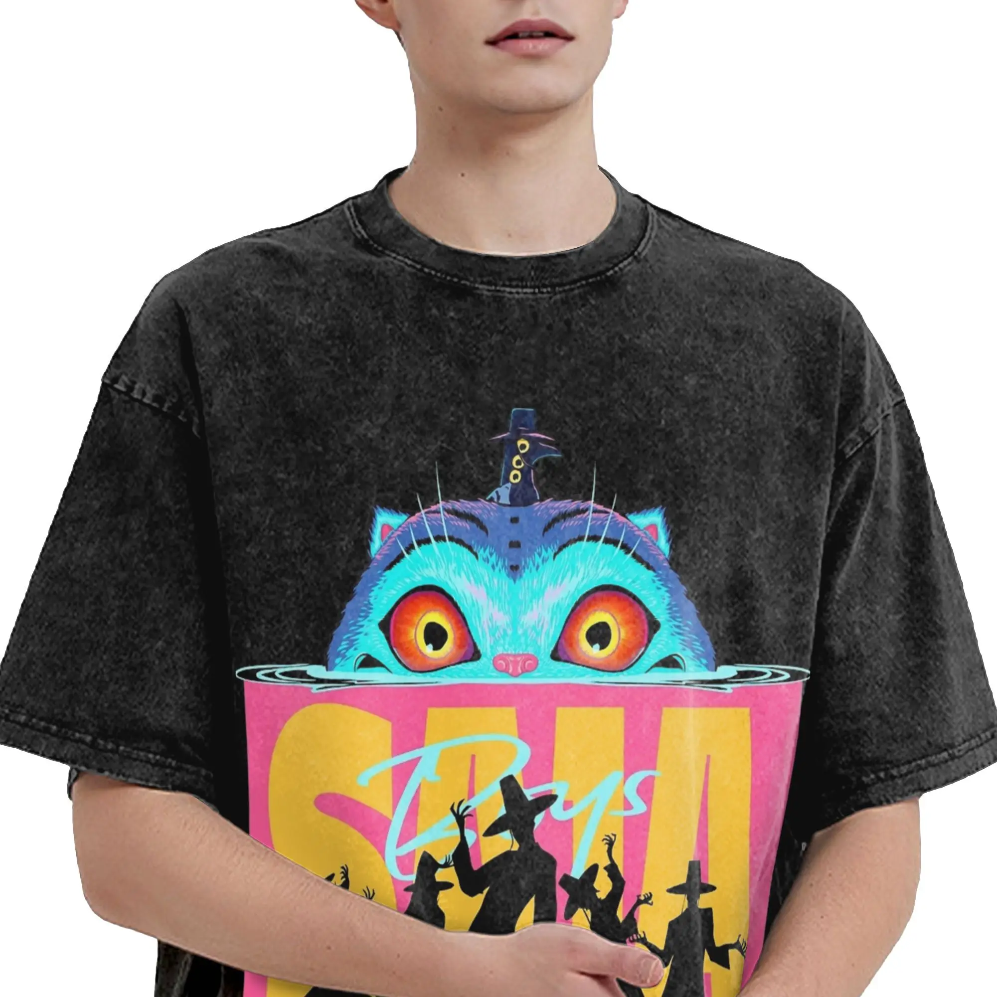 غسلها تي شيرت ساجا بنين Kpop شيطان الصيادين الهيب هوب تي شيرت عتيق Harajuku الشارع الشهير قصيرة الأكمام بلايز تيز للرجال والنساء