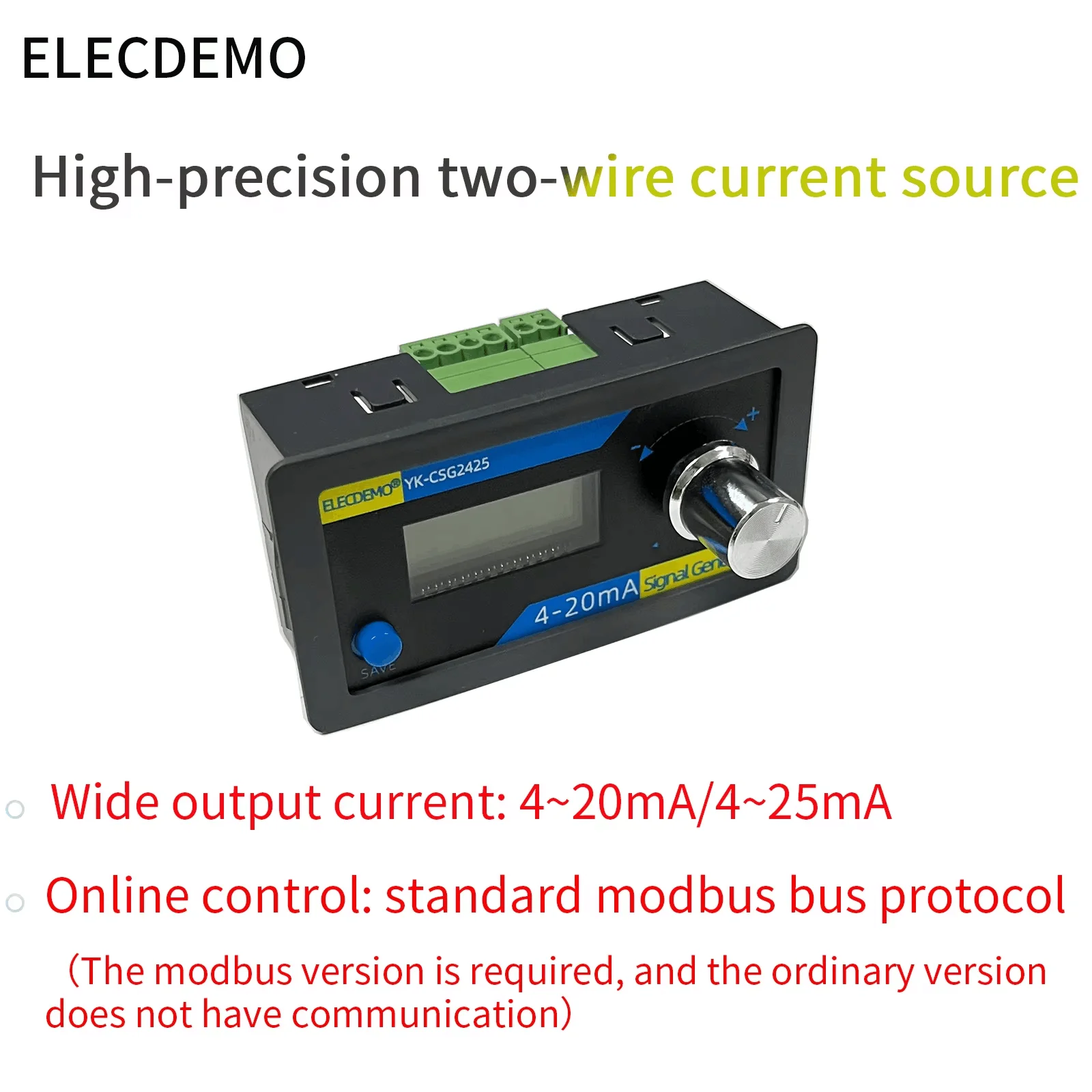 4-20mA High Precision Analog Signal Generator, 2-Wire Loop-Powered Passive Constant Current Sensor Transmitter, PLC Debug Tool