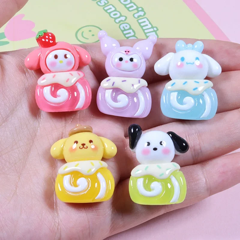 5pcs Luminous cartoon sanrio resin flatback cabochons jewelry accessories diy resin charms for scrapbooking embellishments