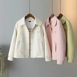 Short Fragrant Coat For Women's Spring and Autumn 2024 New Korean Version Loose and Versatile Polo Embossed Jacket Top Trend