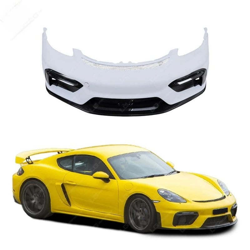 Car Body Modification Kit for Porsche 718 Upgrade GT4 Semi-Carbon Fiber Front Bumper