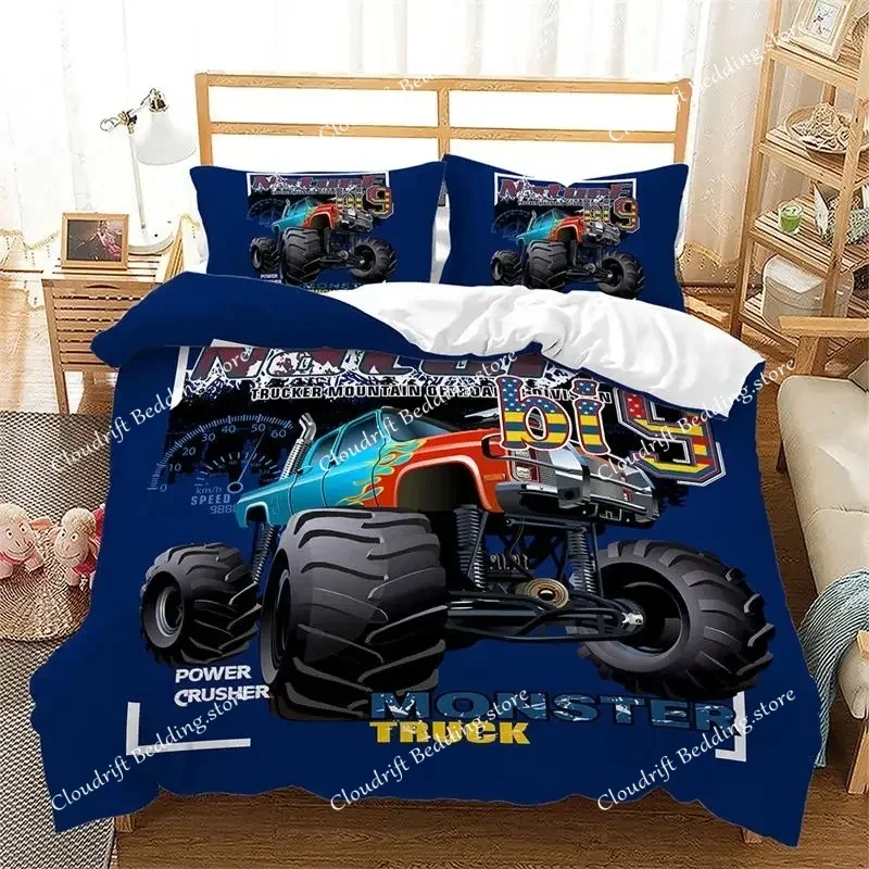Racing Motorcycle King Duvet Cover Microfiber Extreme Sport Comforter Cover Cruising Locomotive Motocross Dirt Bike Bedding Set