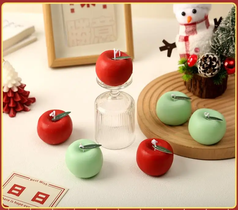 Creative Apple Shaped Candle Wholesale Christmas Atmosphere Fragrance Candle Companion Gift Simulation Apple Aromatherapy