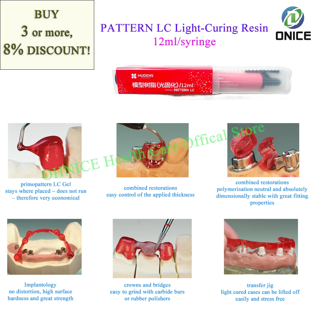 

12ml Dental Pattern LC Light Curing model Resin Temporary Crown&Bridge Resin Dentistry Lab Denture-Retaining Abutments Resin