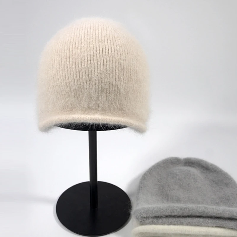 

Hat Women Beanie Winter Angora Knit Warm Accessory For Autumn Cold Weather Skiing Sports Outdoor Hike Climb