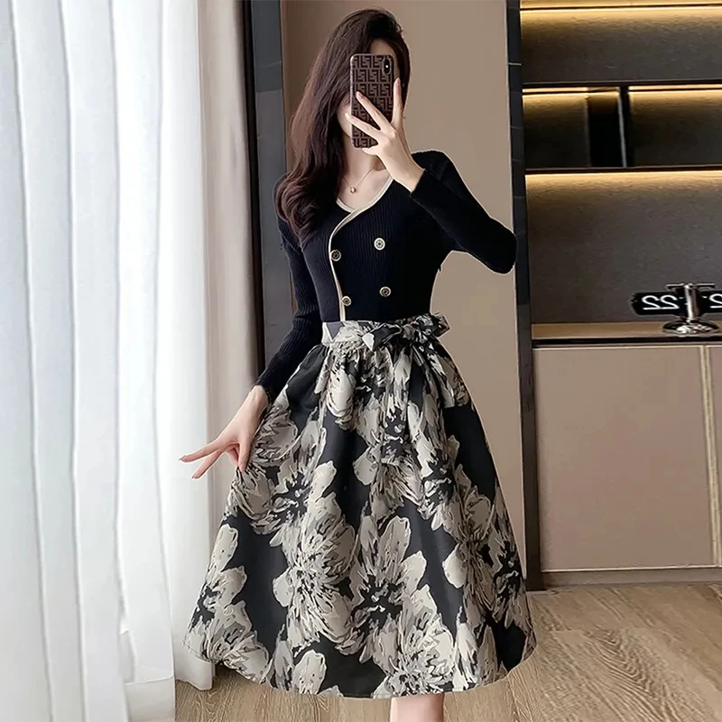 Gaoding Xiaoxiangfeng Dress 2024 Spring Autumn New Style Loose Versatile Western French Style High end Light Luxury Long Dress S