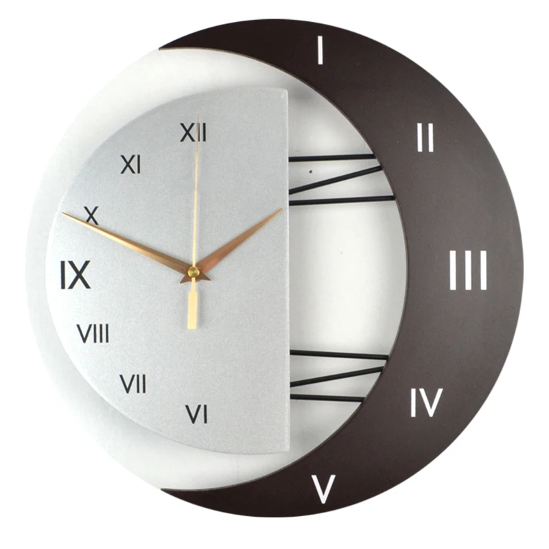 Modern Mute Wall Clock Move Silence Home Sun Moon Quartz Clock for Wall Decor