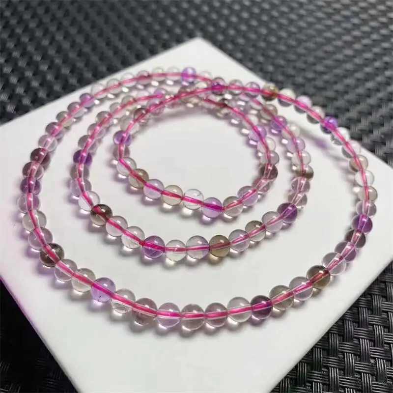 5MM Natural Super Seven Quartz Triple Circle Bracelet Reiki Healing Stone Fashion Jewelry Gift For Women 1pcs