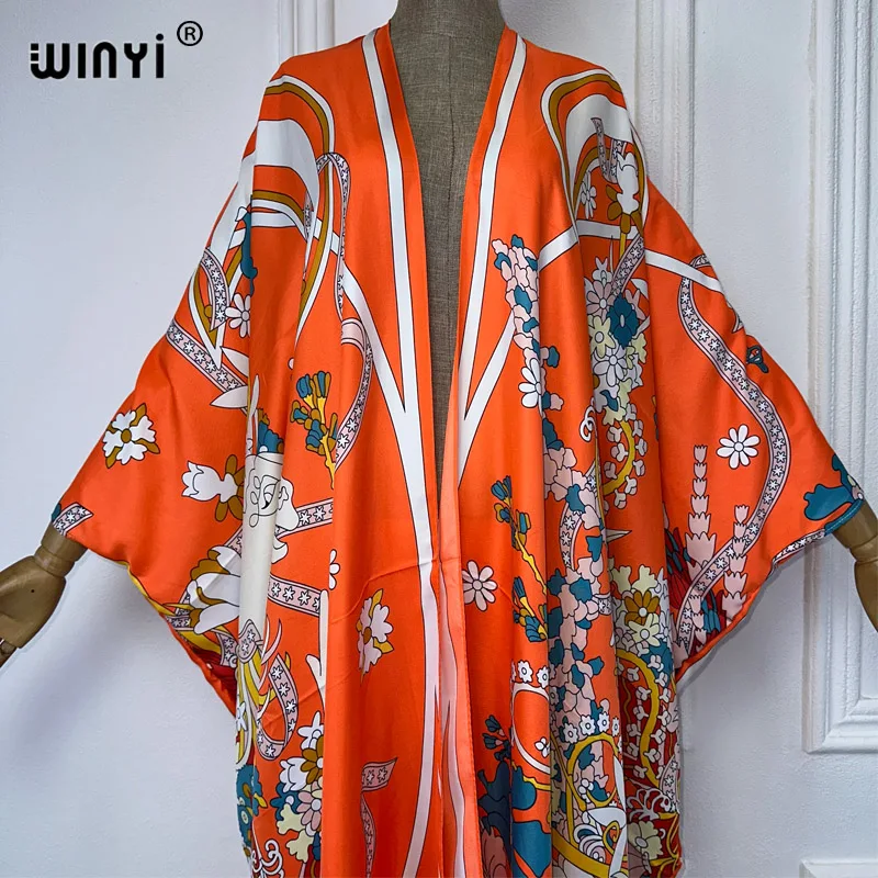 Letnie modne kimono z nadrukiem plażowym WINYI kardigan w stylu Boho eleganckie seksowne świąteczne Kimono plażowe damskie 2024 sukienki kaftanowe