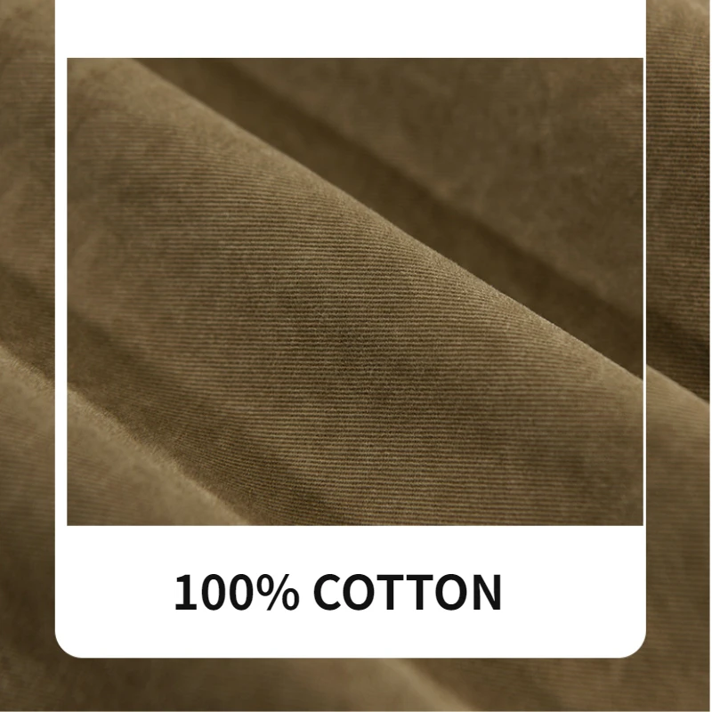 Spring New Cargo Casual Shirt for Men 100% Cotton Big Pockets Four Seasons Loose Men Clothing AZ760