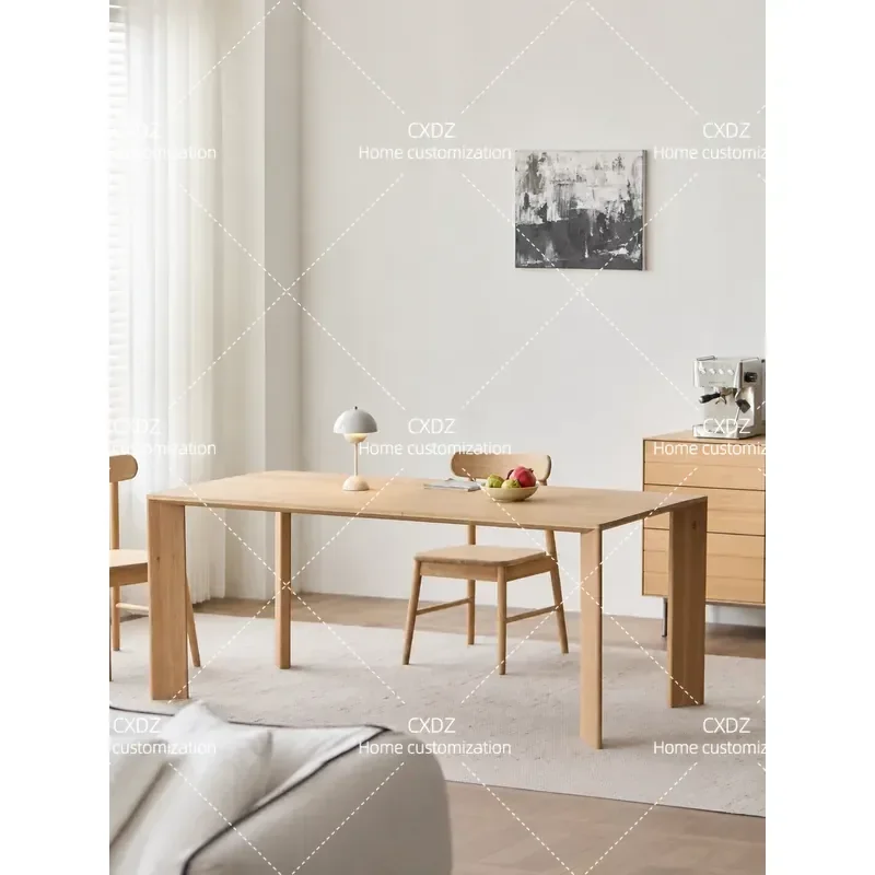 Minimalist White Oak Solid Wood Dining Table Large Rectangular Workbench for Home Office