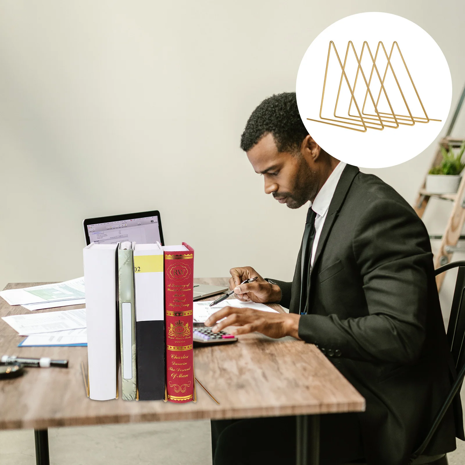 حامل كتب متعدد الطبقات خفيف الوزن لسطح المكتب منظم رف الكتب للكتب والمجلات وملفات الأقراص المضغوطة وغطاء الكتب الفنية الحديدي قائم بذاته #2