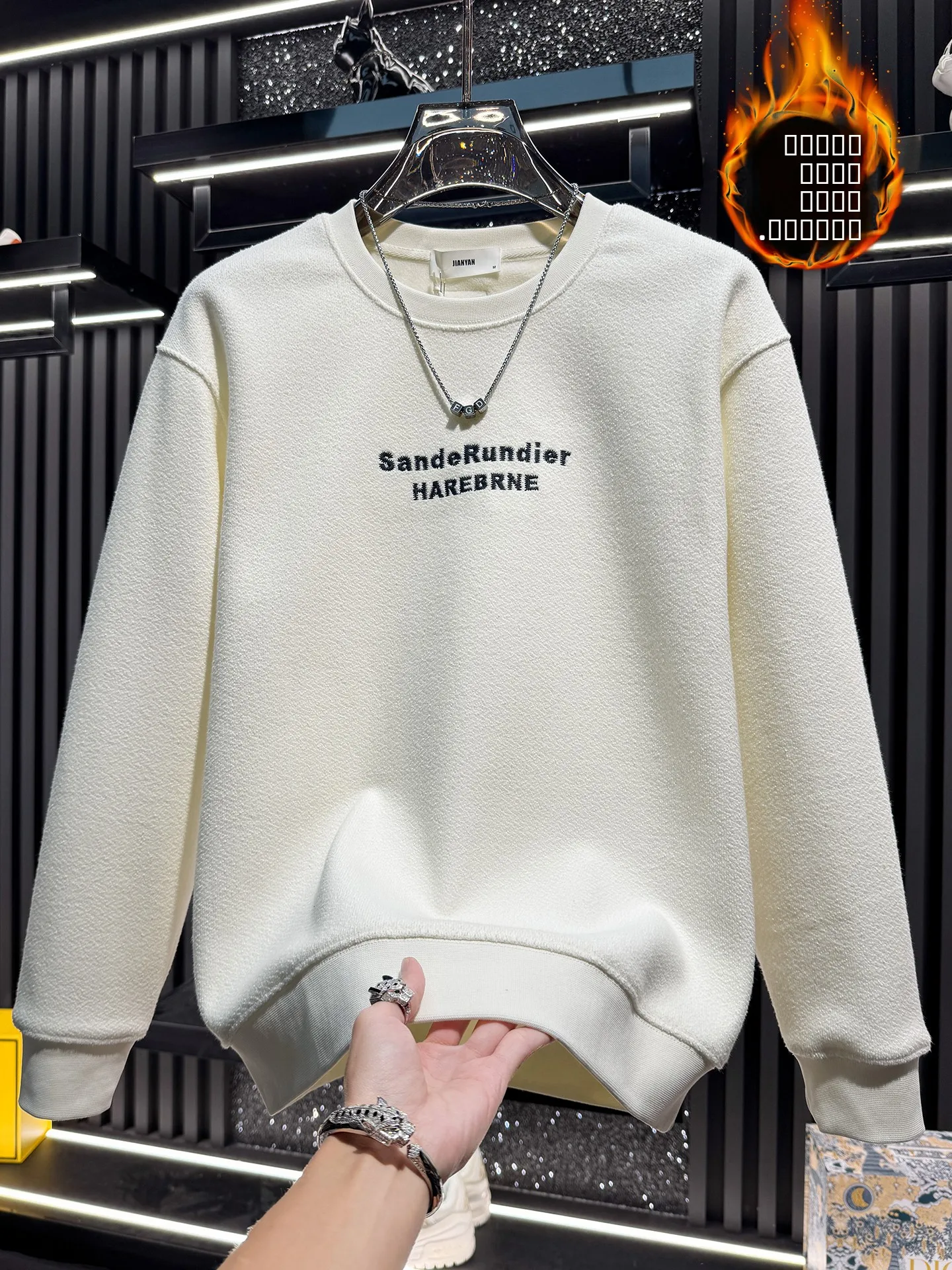 

Мужская премиальная толстовка с вышивкой, двусторонняя, с длинными рукавами, повседневная, комфортная, теплая, из смесового хлопка и полиэстера