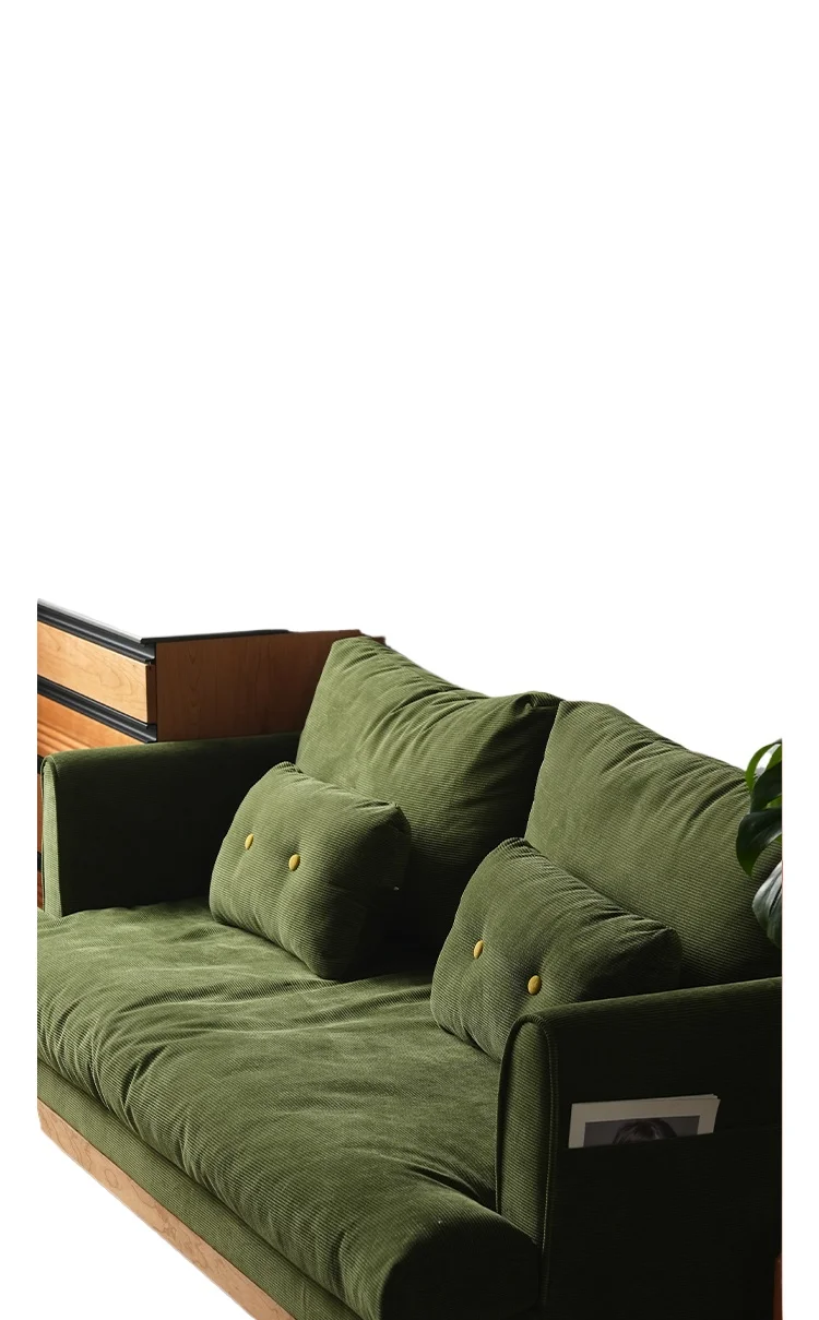 

Furniture Nordic Japanese fabric sofa corduroy retro living room small apartment combination removable and washable three people