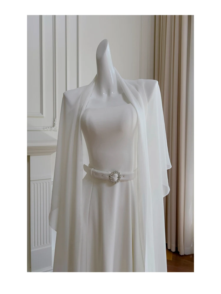 Ele White Wedding Dr Vintage Aosphere High-End Feeling Holiday Dr per fidanzamento e cerimonia di bere