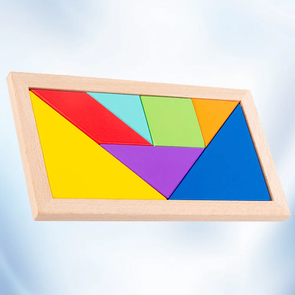 1 conjunto de madeira de faia tangram bordas suaves aprendizagem geometria reconhecimento de cor quebra-cabeça educacional de madeira jogo de cérebro