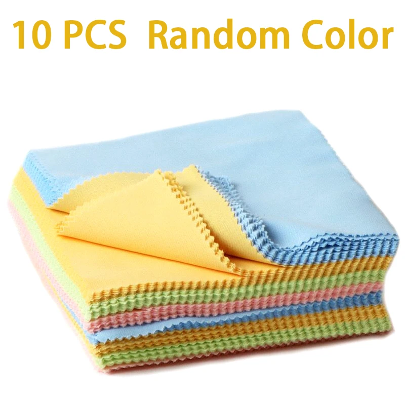 10PCS Random 130mm*130mm Portable Solid Color Microfiber Cleaning Cloth For Lens Phone Screen Cleaning Wipes