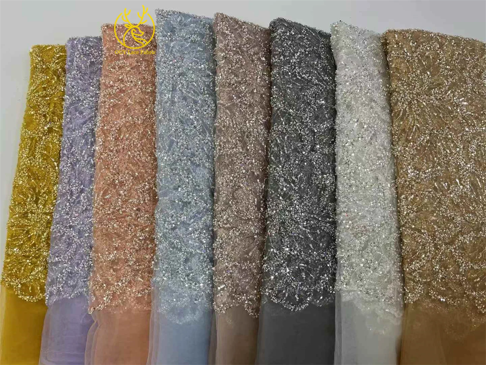 Tela de malla francesa con cuentas de encaje 2025, encaje de lentejuelas de malla nigeriana de alta calidad, vestidos elegantes de fiesta de boda para mujer cosidos, 5 yardas