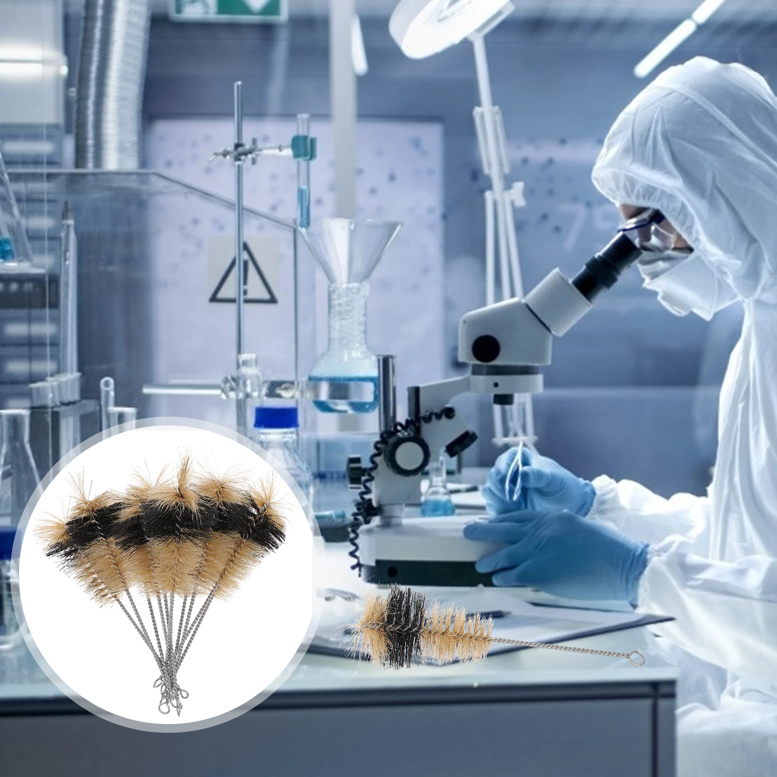 

10pcs Flask Cleaner Brush Excellent Laboratory Cleaning Bristles Non-Scratch Safe Bottle Experimental Lab Equipment