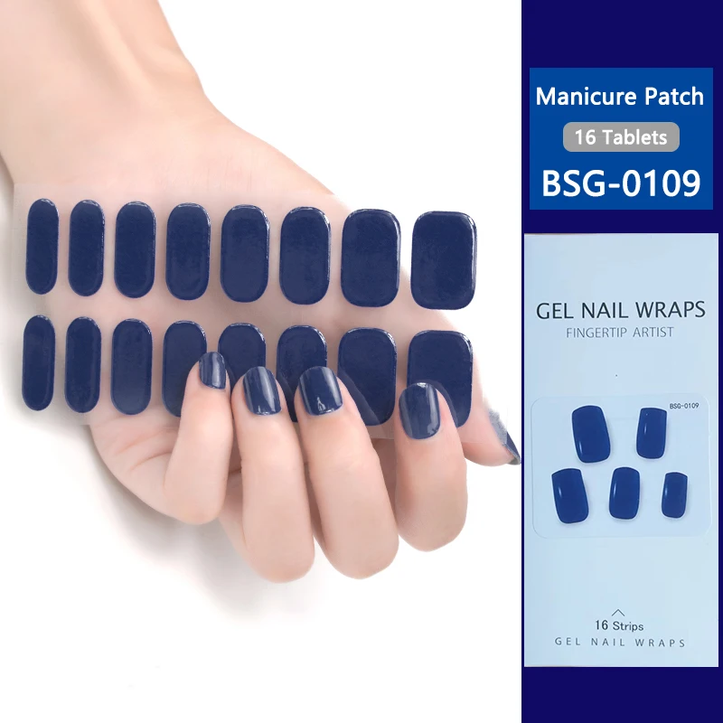 

16Tips Solid Color UV Gel Nail Strips Nail Stickers Patch Slider Adhesive Waterproof Long Lasting Gel Nail Wraps Manicure Decor