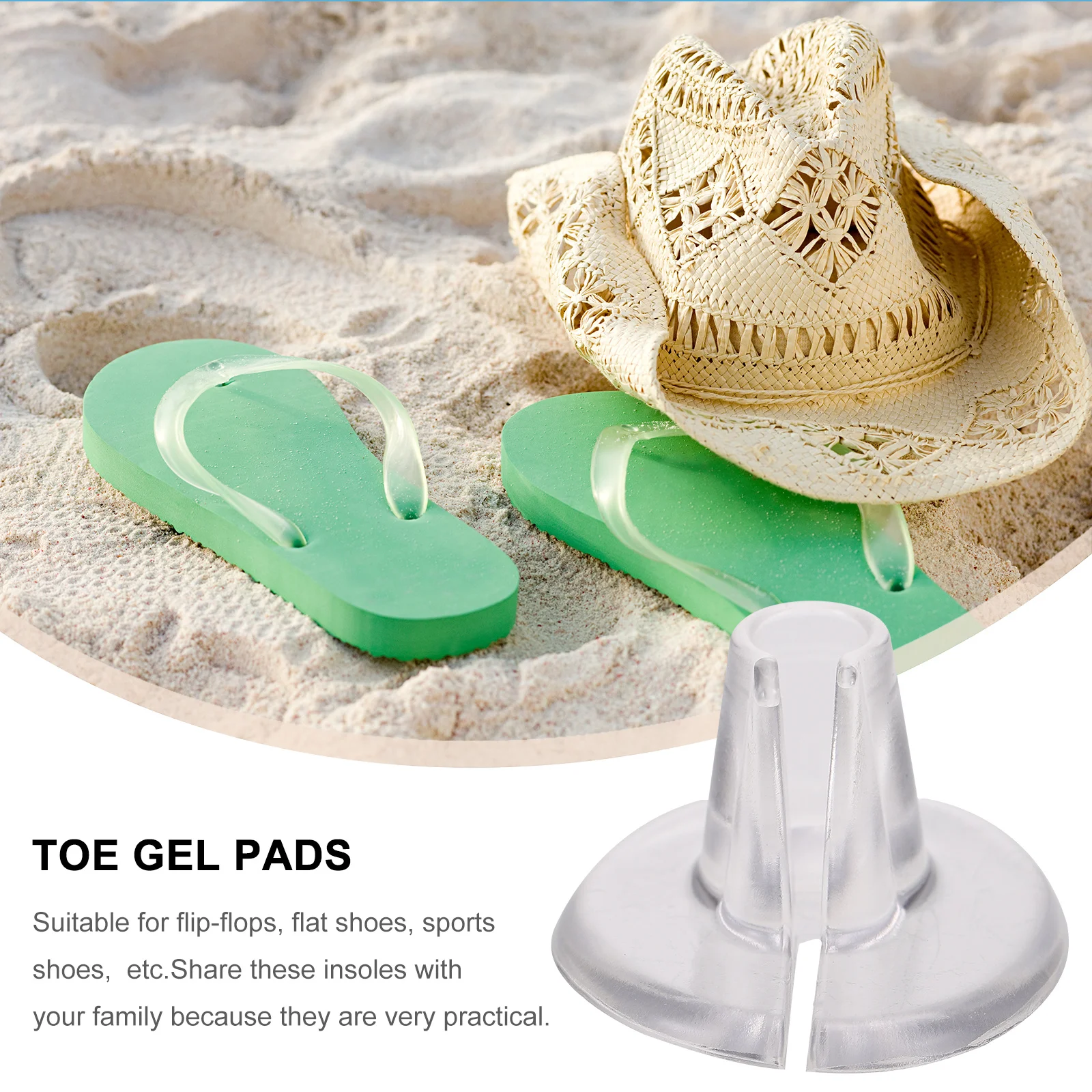 

8Pairs PU Split Toe Stickers Anti-Wear Foot Heel Pads Comfortable Soft Non-Slip Gel Shoe Inserts for Flip-Flops Flat Sports