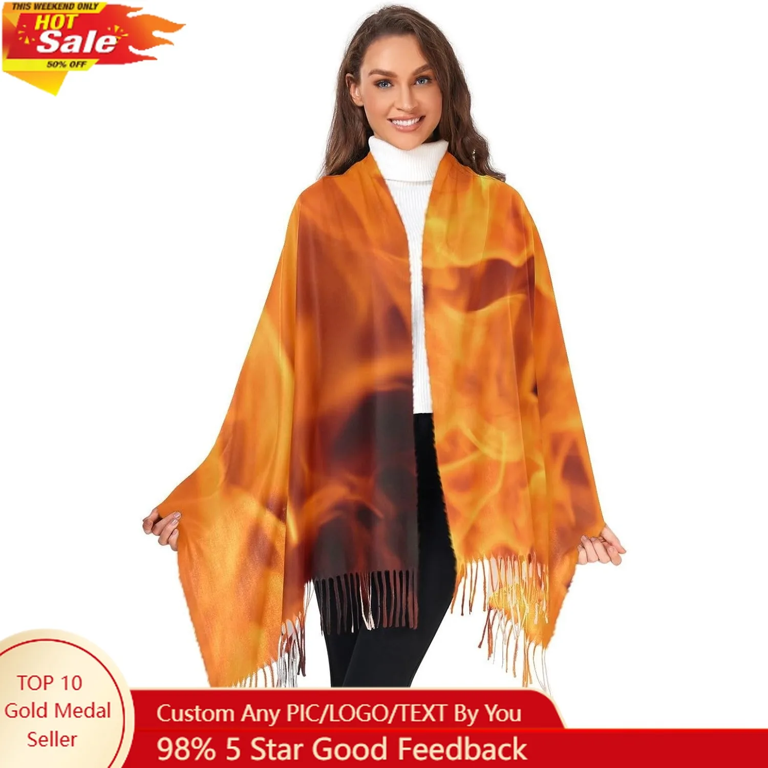 

Women's Scarf Shawl Cashmere Feel Scarves Fashion Soft Winter Warm Large Scarf with Tassel