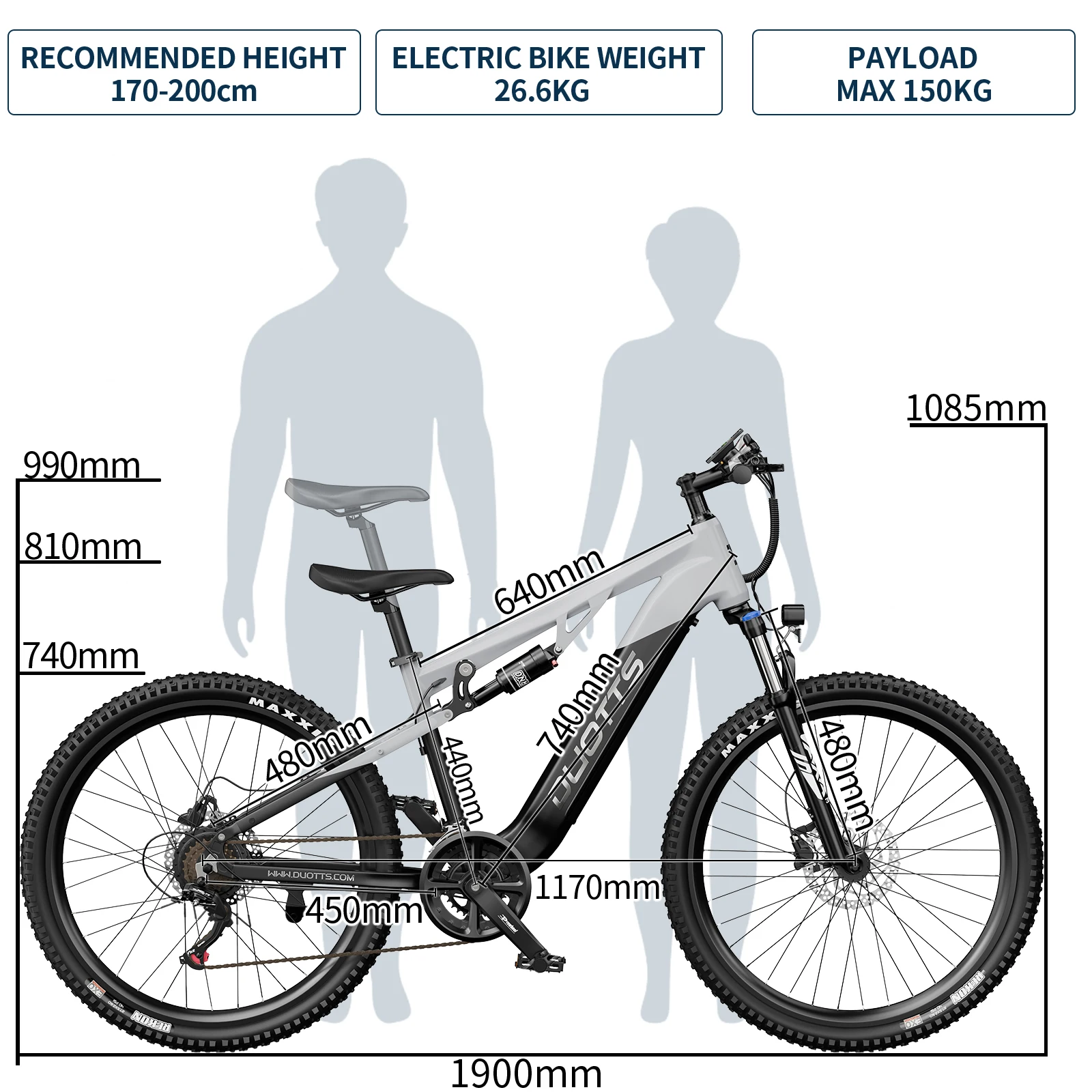 DUOTTS E29 Elektrofahrrad 250W 48V 13,5Ah Akku Offroad E-Bike 27,5 Zoll Fette Reifen Erwachsenen-Elektrofahrrad – Detail 21