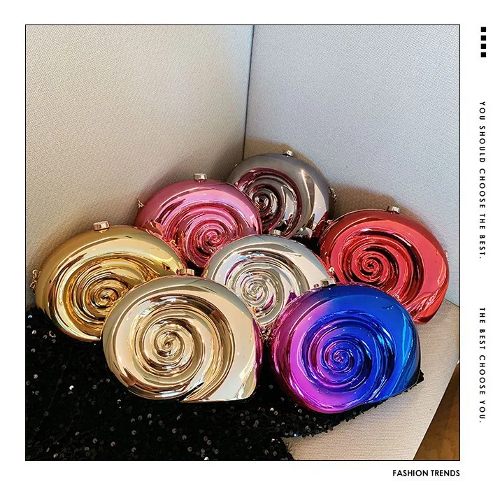 

Модный розовый акриловый клатч для женщин, дизайнерская коробка с улиткой, сумки через плечо, роскошные вечерние кошельки на день Святого Валентина